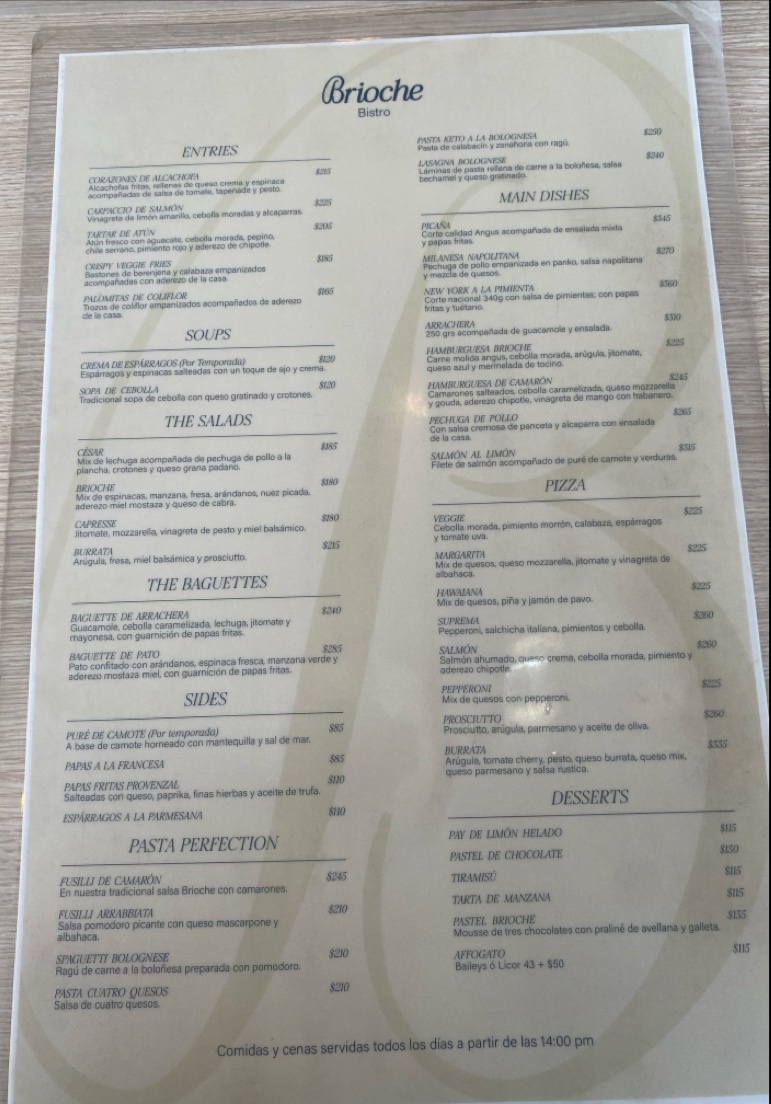 Brioche Bakery Menu - Image 1